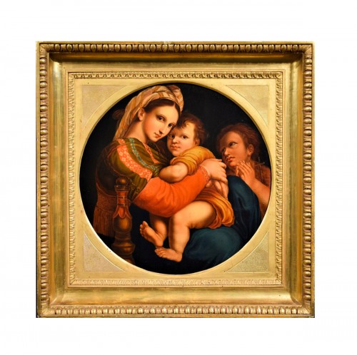 Vierge à l' Enfant avec saint Jean Baptiste - école italienne du XIXe